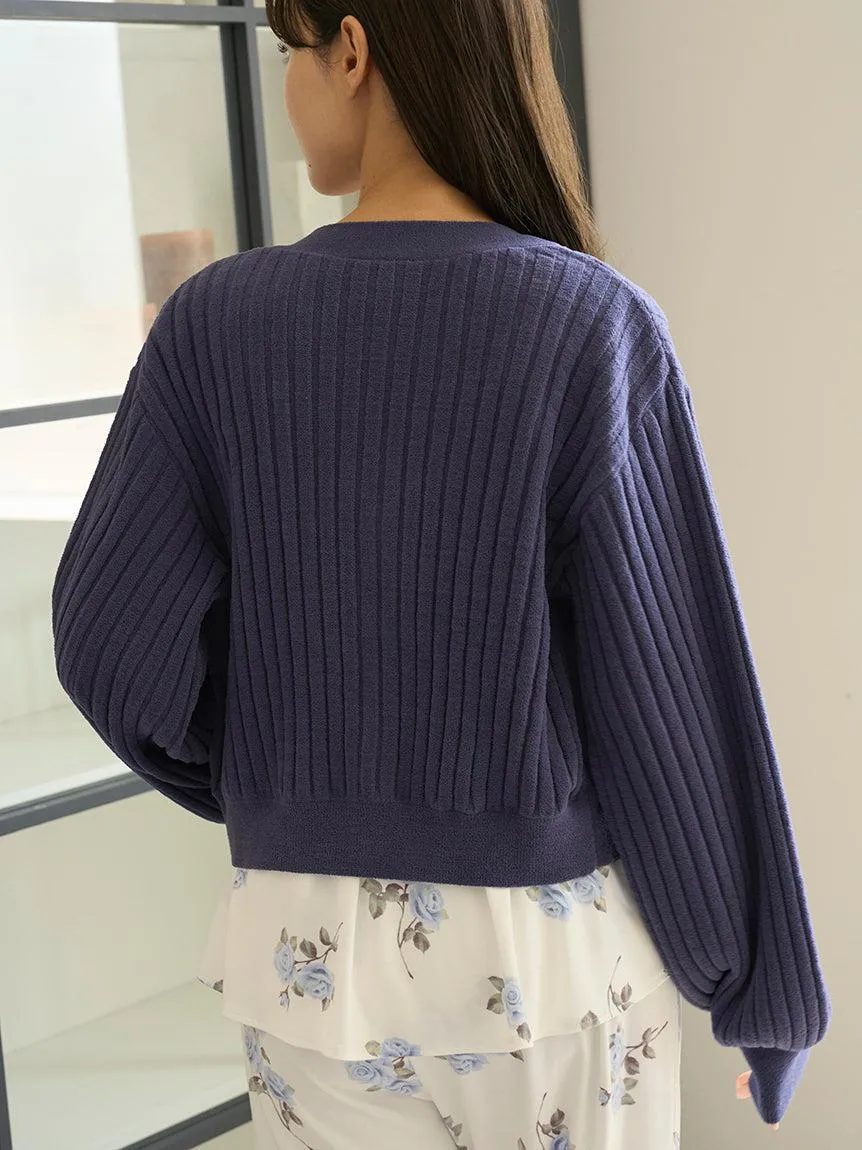 Airy Moco Ribbed Short Cardigan gallery 8