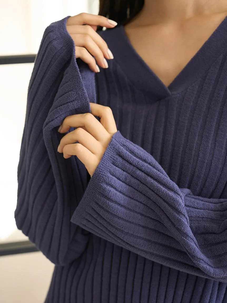Airy Moco Ribbed V-neck Pullover gallery 9