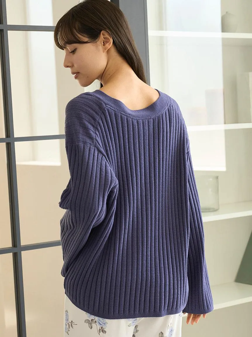 Airy Moco Ribbed V-neck Pullover gallery 2