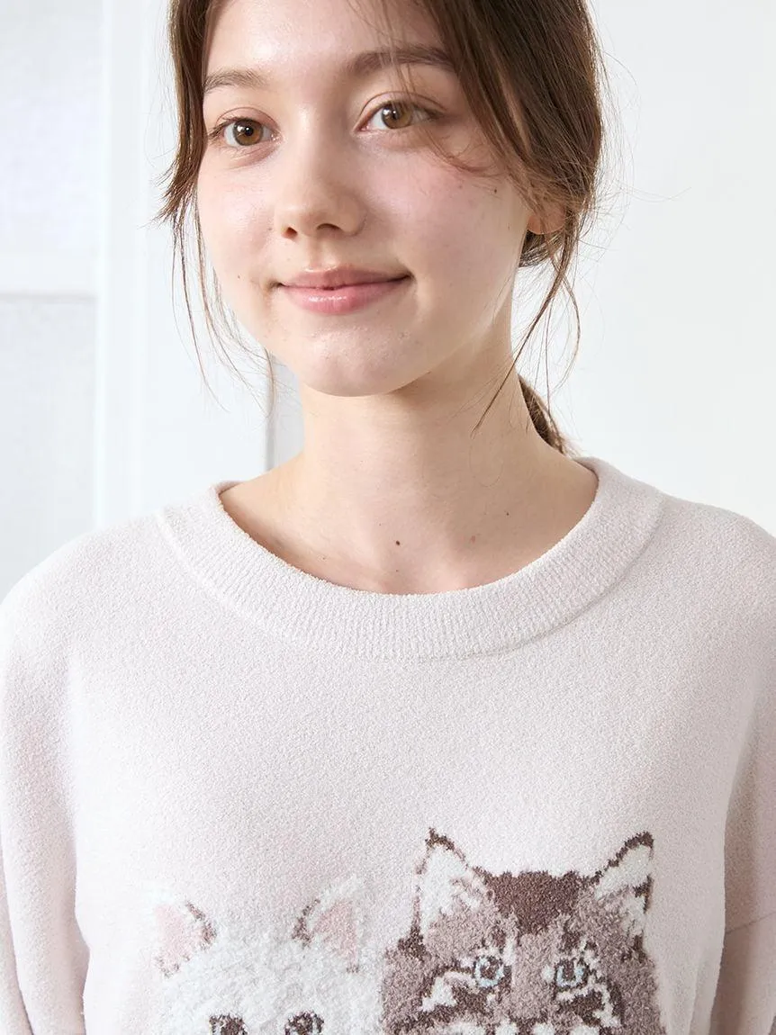 Airy Moco Twin Cats Jacquard Dress gallery 4
