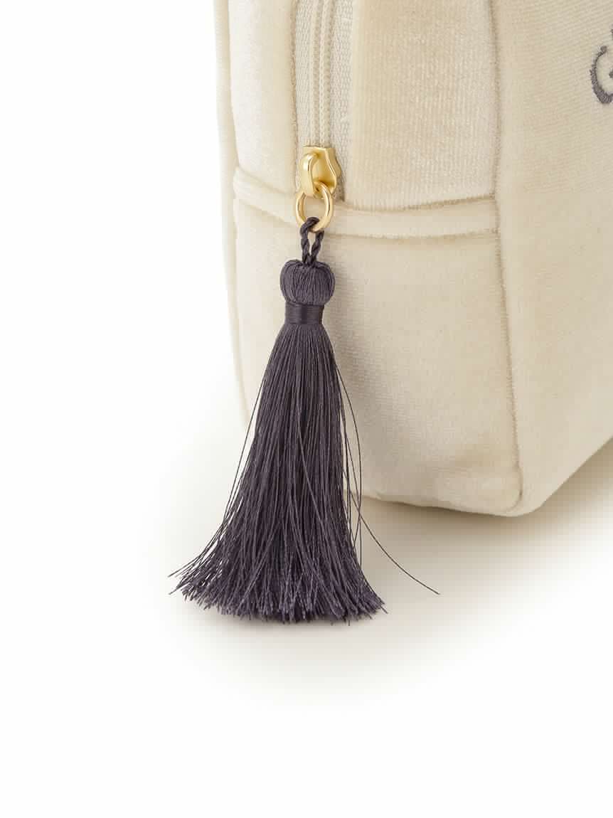 Emblem Motif Velour Pouch gallery 4