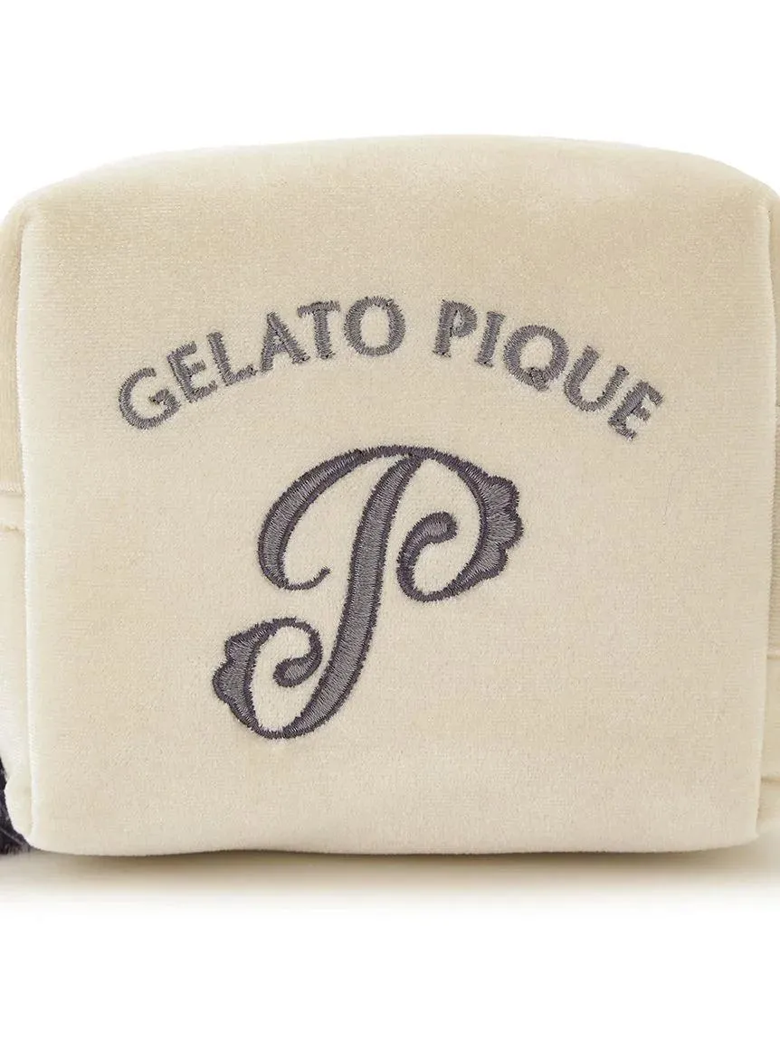 Emblem Motif Velour Pouch gallery 5