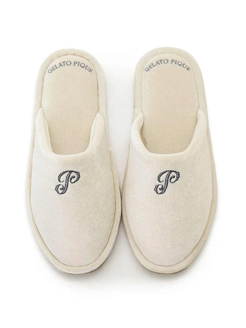Emblem Motif Velour Room Shoes gallery 6