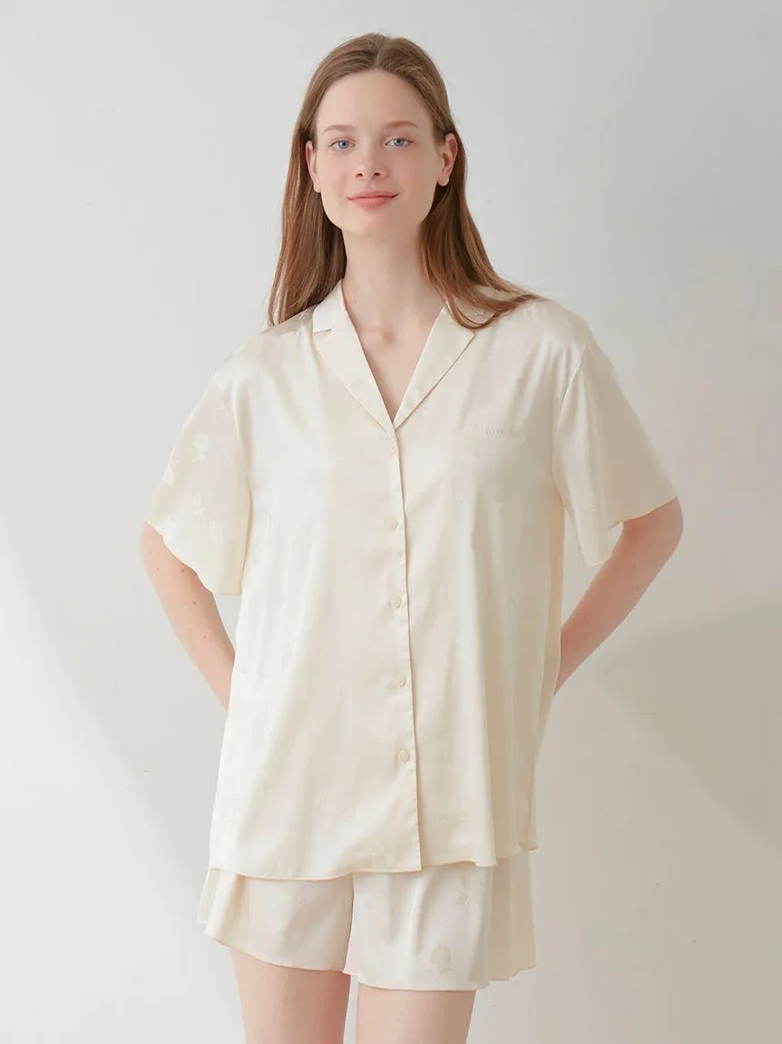 Flower Satin Pajama Sleep Shirt gallery 2