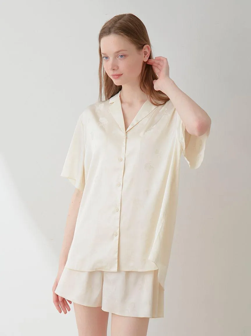 Flower Satin Pajama Sleep Shirt gallery 1