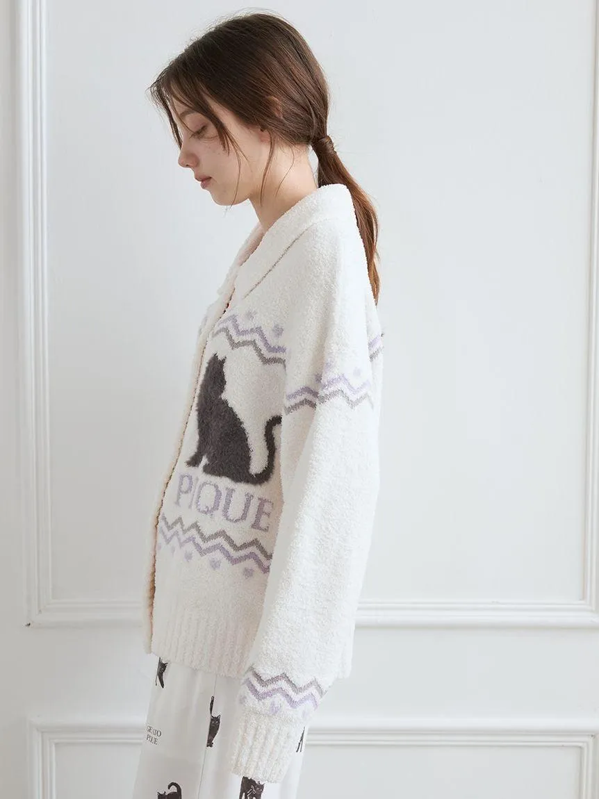 Black Cat Jacquard Collar Cardigan gallery 5