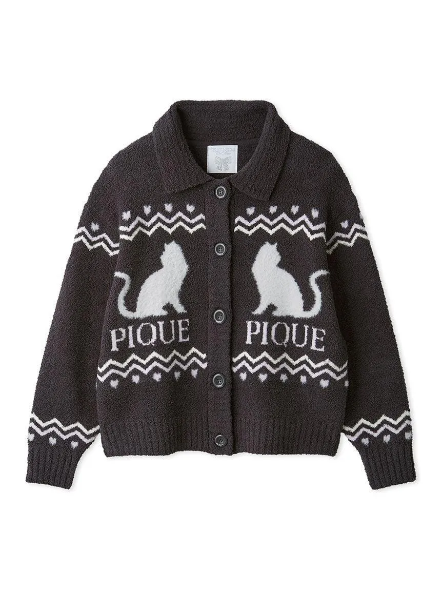 Black Cat Jacquard Collar Cardigan gallery 8