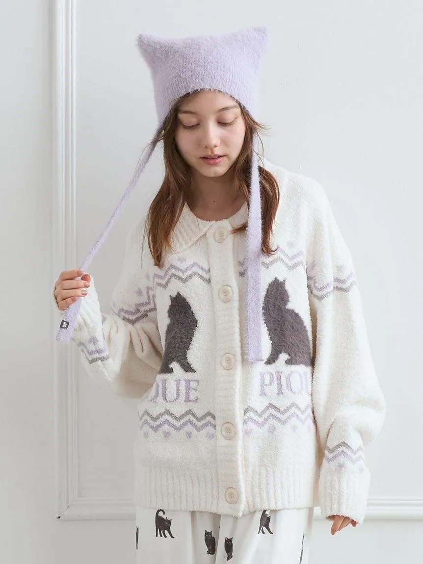 Black Cat Jacquard Collar Cardigan gallery 7