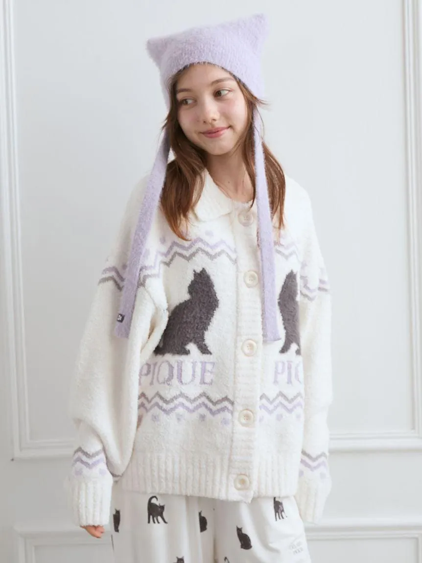 Black Cat Jacquard Collar Cardigan gallery 3