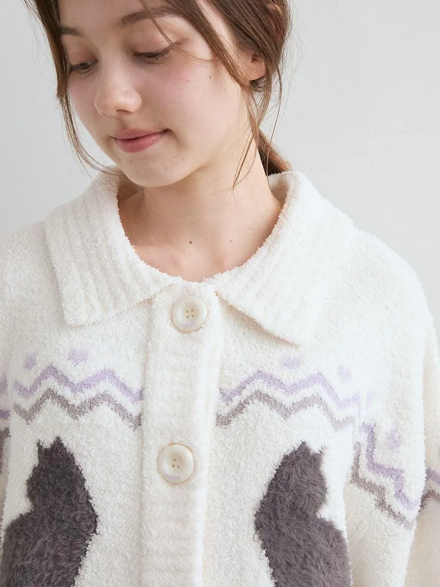 Black Cat Jacquard Collar Cardigan gallery 1