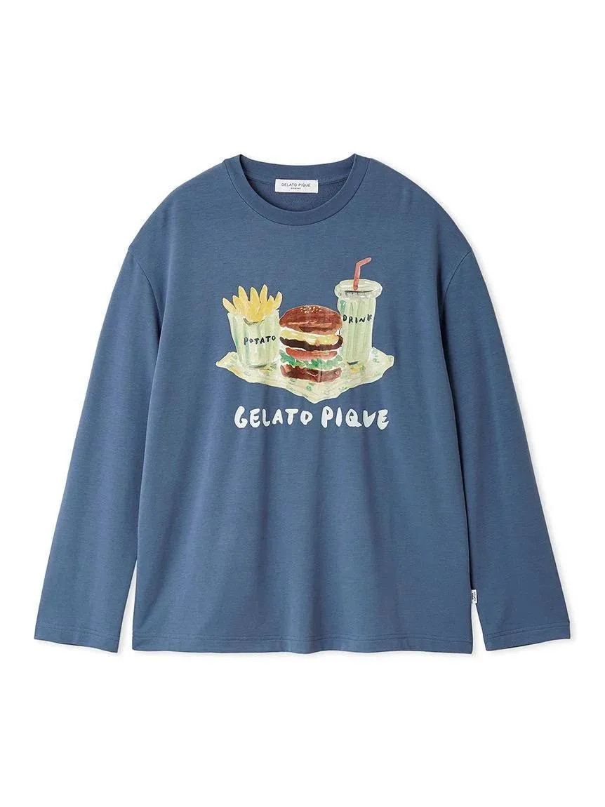 [Hirano Toshiyuki] Men's Hamburger One-point Print Long-sleeved T-shirt gallery 4
