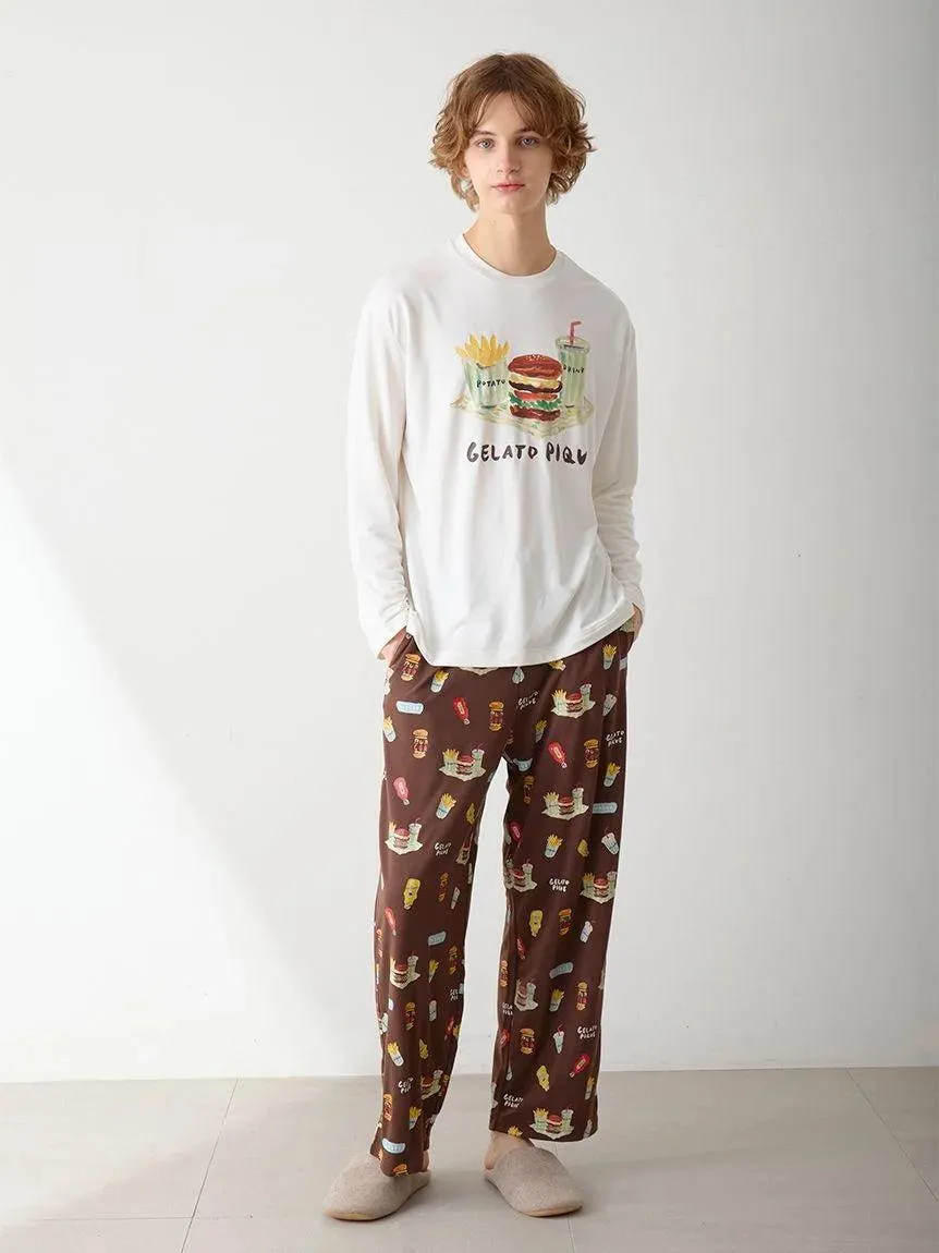 [Hirano Toshiyuki] Men's Hamburger One-point Print Long-sleeved T-shirt gallery 1
