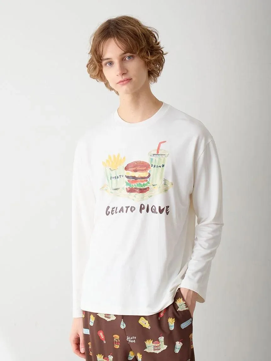 [Hirano Toshiyuki] Men's Hamburger One-point Print Long-sleeved T-shirt gallery 2