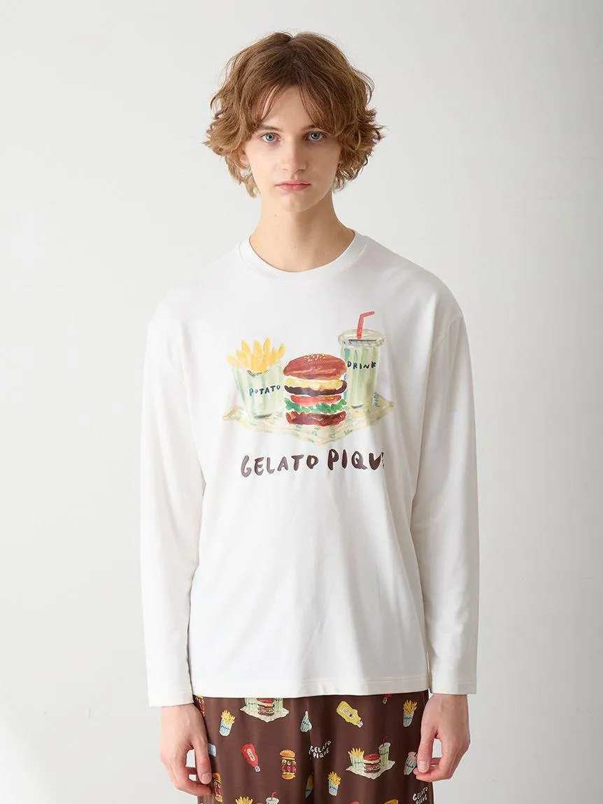 [Hirano Toshiyuki] Men's Hamburger One-point Print Long-sleeved T-shirt gallery 6