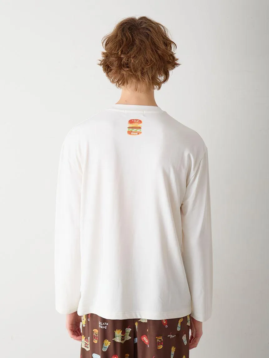 [Hirano Toshiyuki] Men's Hamburger One-point Print Long-sleeved T-shirt gallery 3