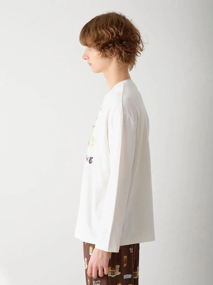 [Hirano Toshiyuki] Men's Hamburger One-point Print Long-sleeved T-shirt gallery 8