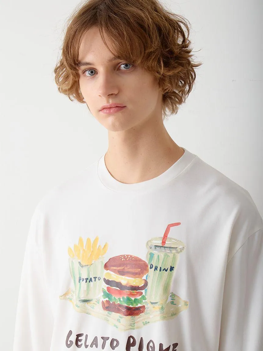 [Hirano Toshiyuki] Men's Hamburger One-point Print Long-sleeved T-shirt gallery 5