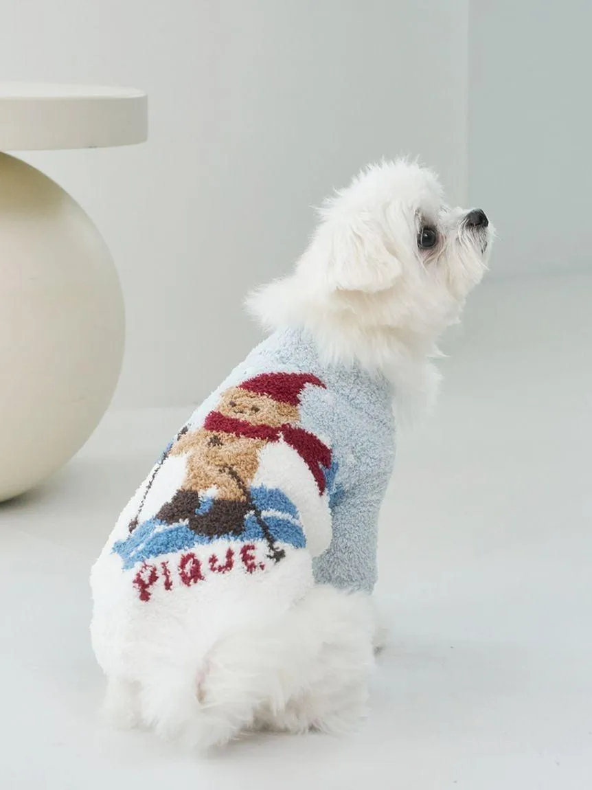 [CAT&DOG] Skiing Bear Jacquard Pet Pullover gallery 4