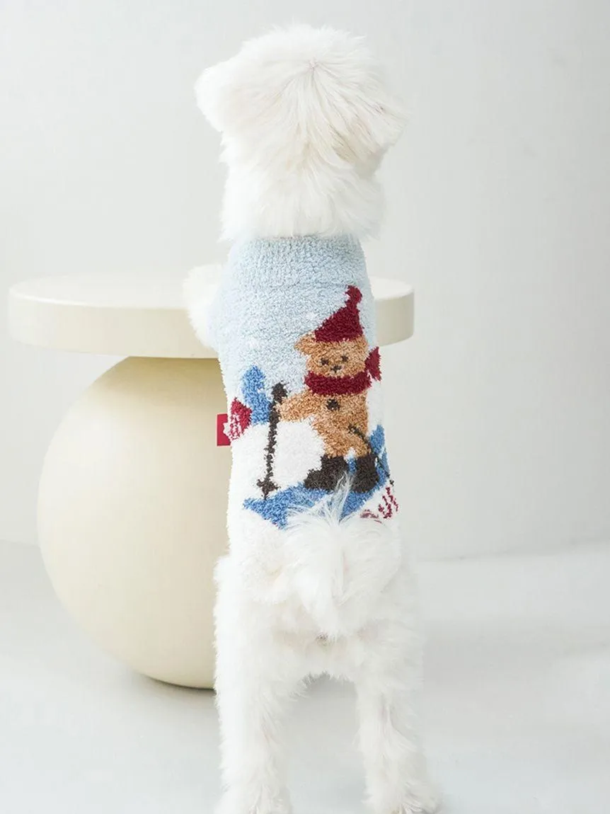 [CAT&DOG] Skiing Bear Jacquard Pet Pullover gallery 9