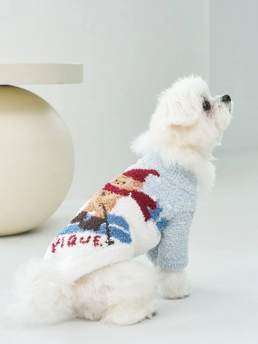 [CAT&DOG] Skiing Bear Jacquard Pet Pullover gallery 5