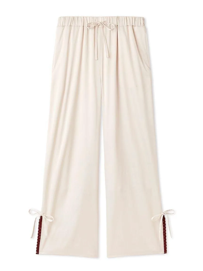 Satin Pants With Lace & Ribbon