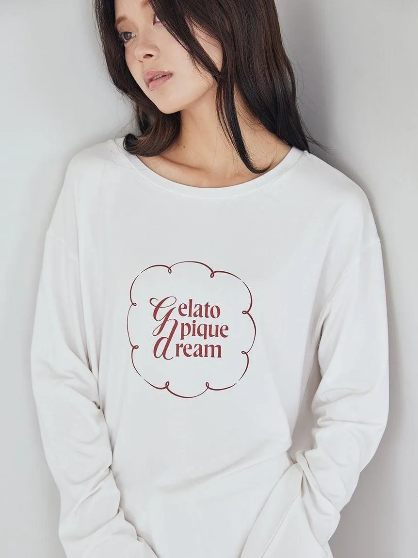 Hot Fabric Rayon One Point Logo Long T-shirt