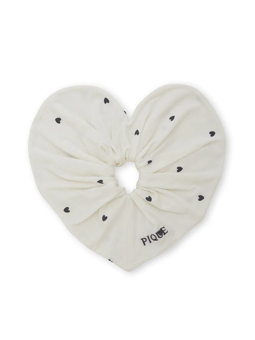 Logo Embroidered Heart Hair Scrunchies