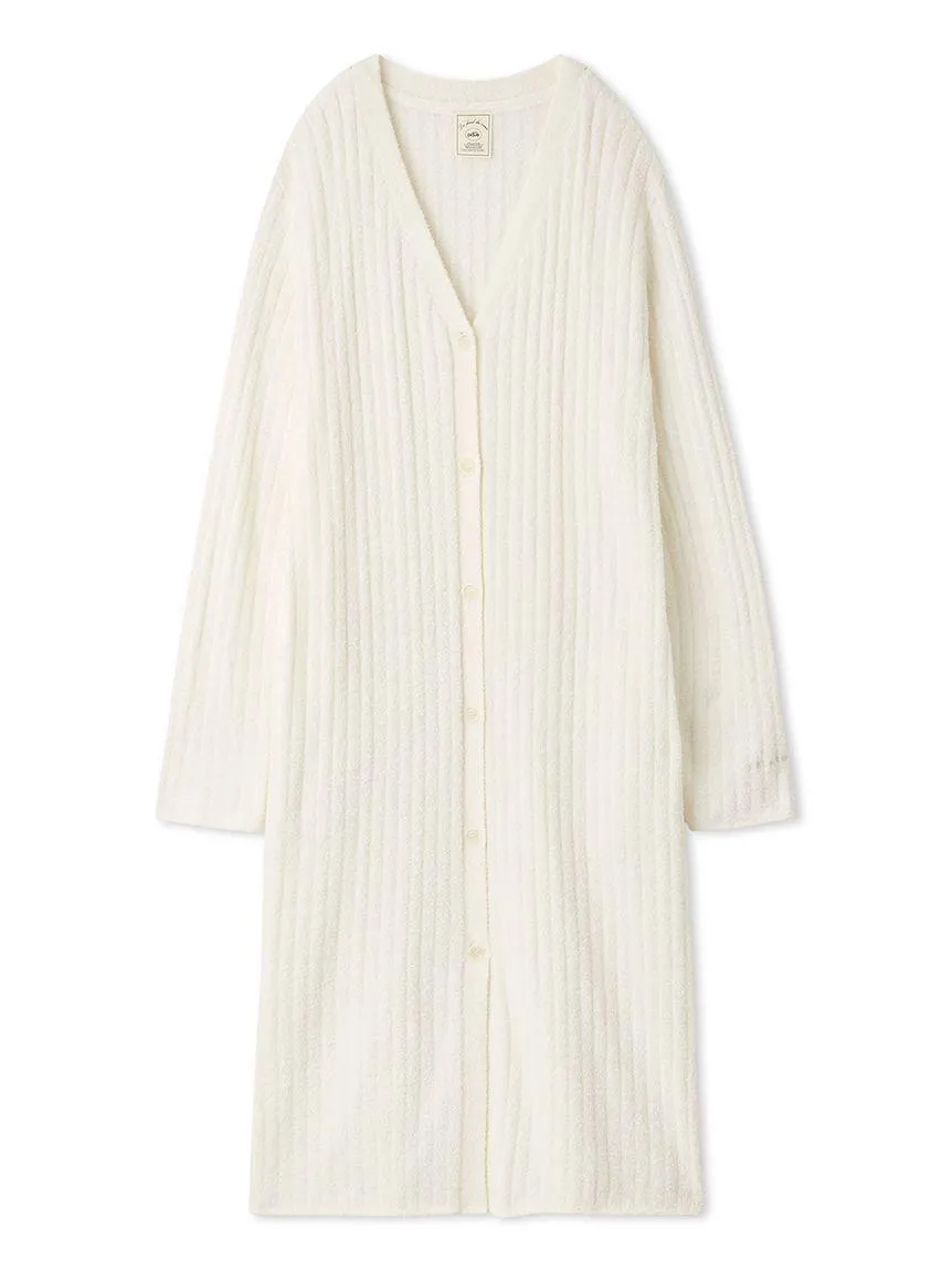 Long Ribbed Knit Button-Up Cardigan