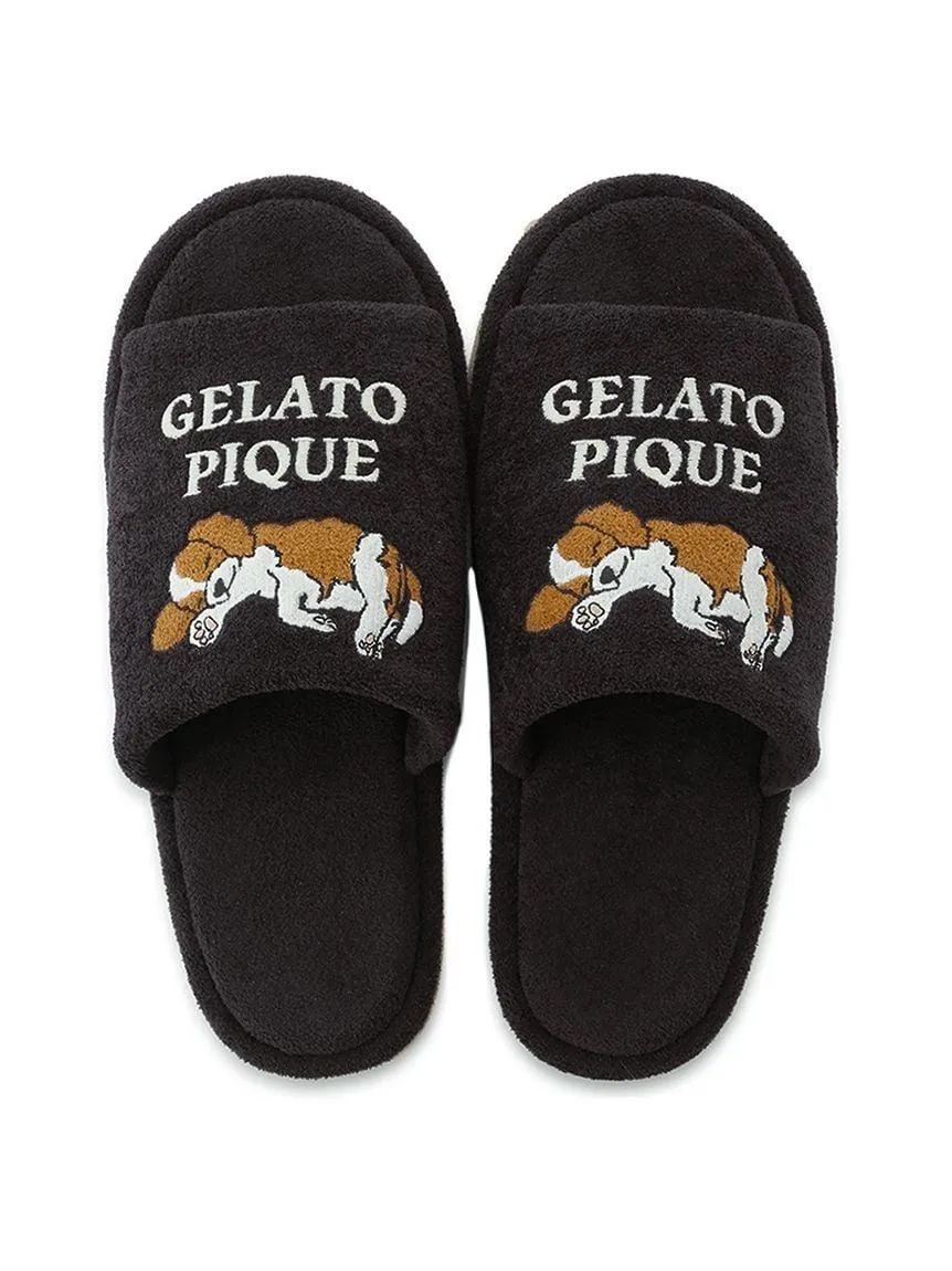 [Mens] Airy Moco Dog Appliqué Room Slippers gallery 8