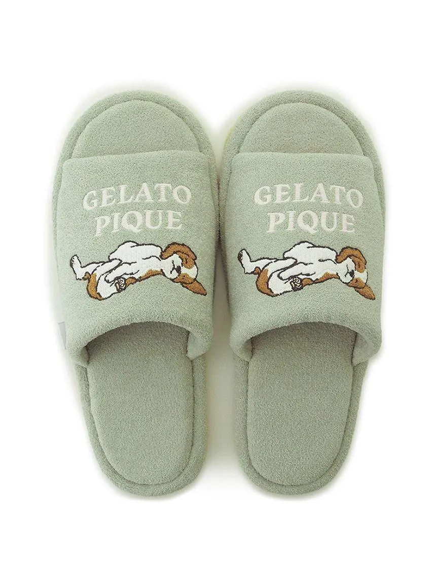 [Mens] Airy Moco Dog Appliqué Room Slippers gallery 4