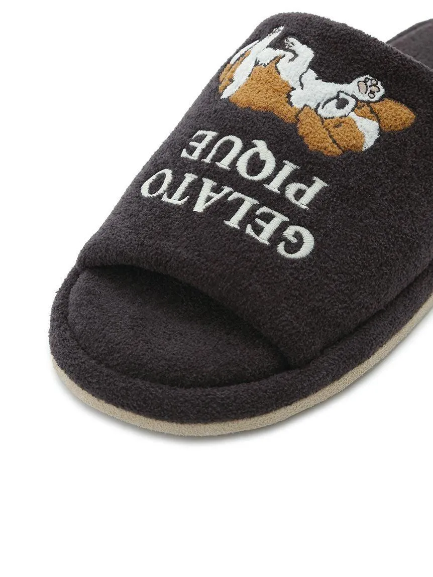 [Mens] Airy Moco Dog Appliqué Room Slippers gallery 2