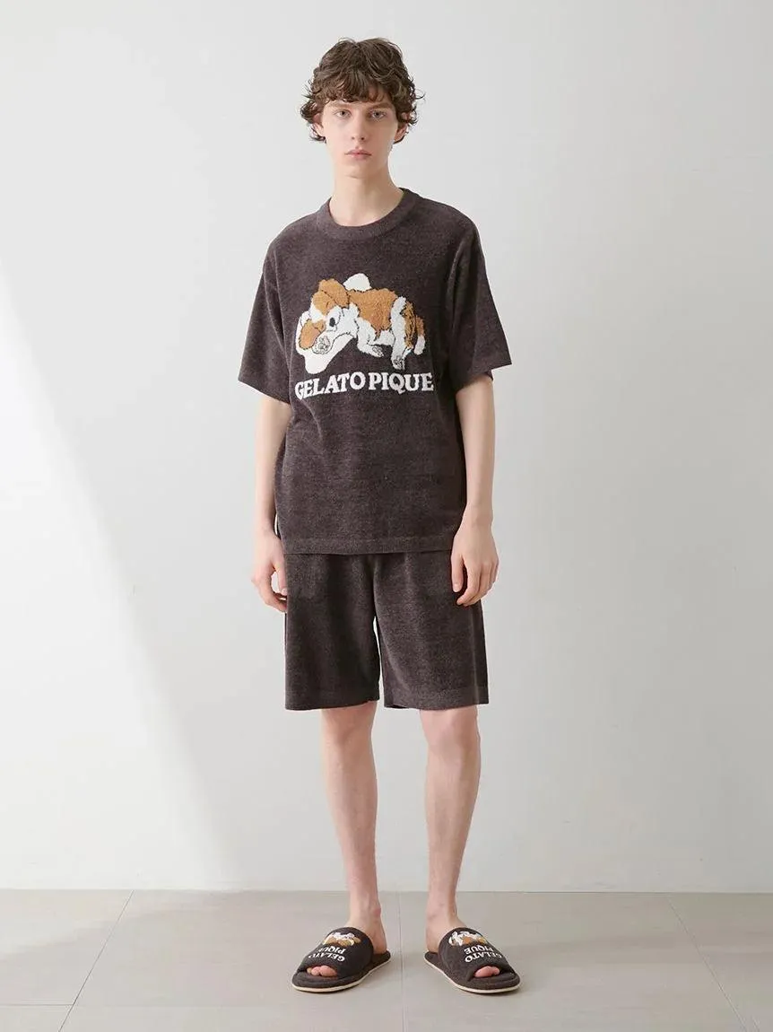 MEN's Airy Moco Dog Jacquard Pullover & Shorts Set gallery 4