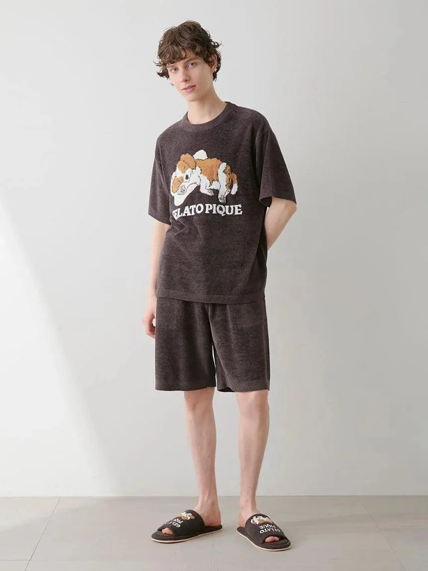 MEN's Airy Moco Dog Jacquard Pullover & Shorts Set gallery 3