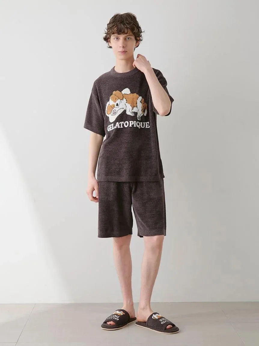 MEN's Airy Moco Dog Jacquard Pullover & Shorts Set gallery 9