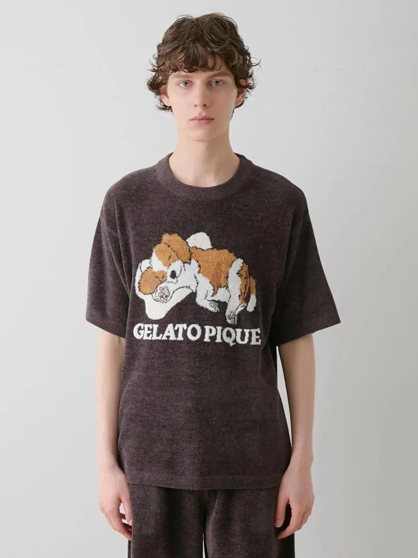 MEN's Airy Moco Dog Jacquard Pullover & Shorts Set gallery 1