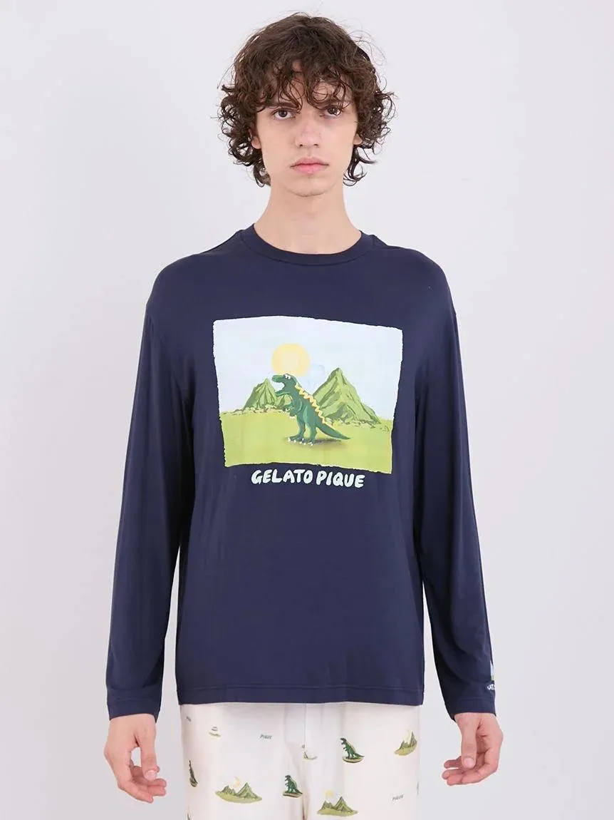 MEN'S Dinosaur One-point Long Sleeve T-shirt gallery 3