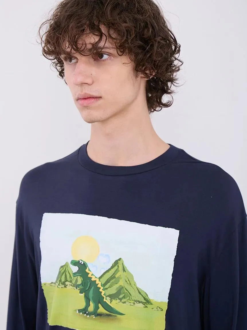 MEN'S Dinosaur One-point Long Sleeve T-shirt gallery 9