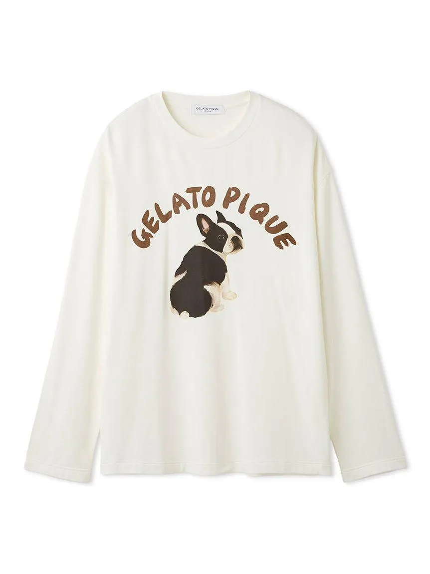 Men's DOG One-Point Print Long T-Shirt