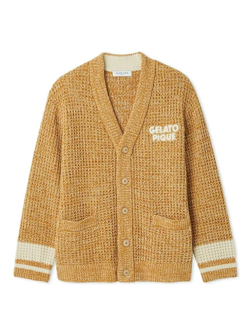 Mens Melange Waffle Knit Cardigan