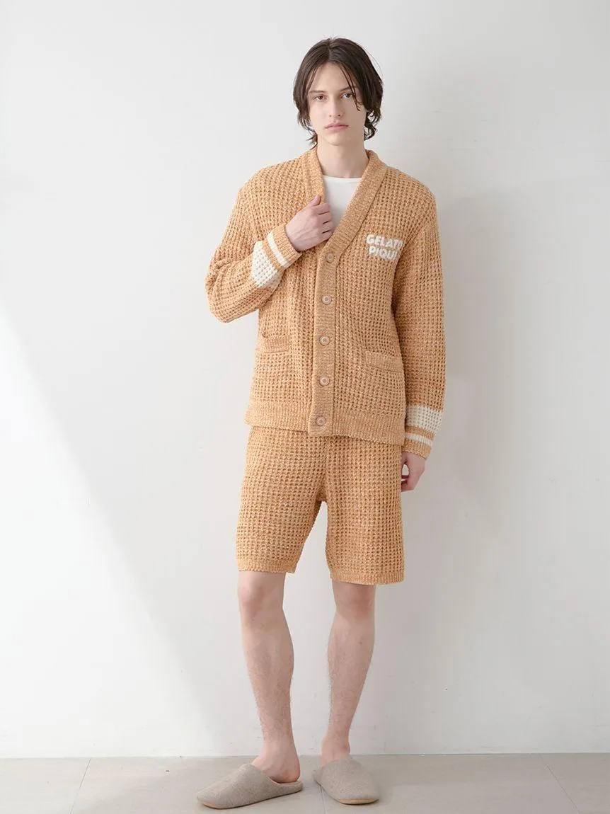 Mens Melange Waffle Knit Cardigan gallery 8