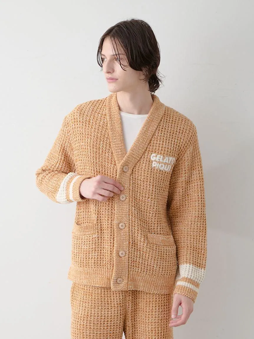 Mens Melange Waffle Knit Cardigan gallery 2