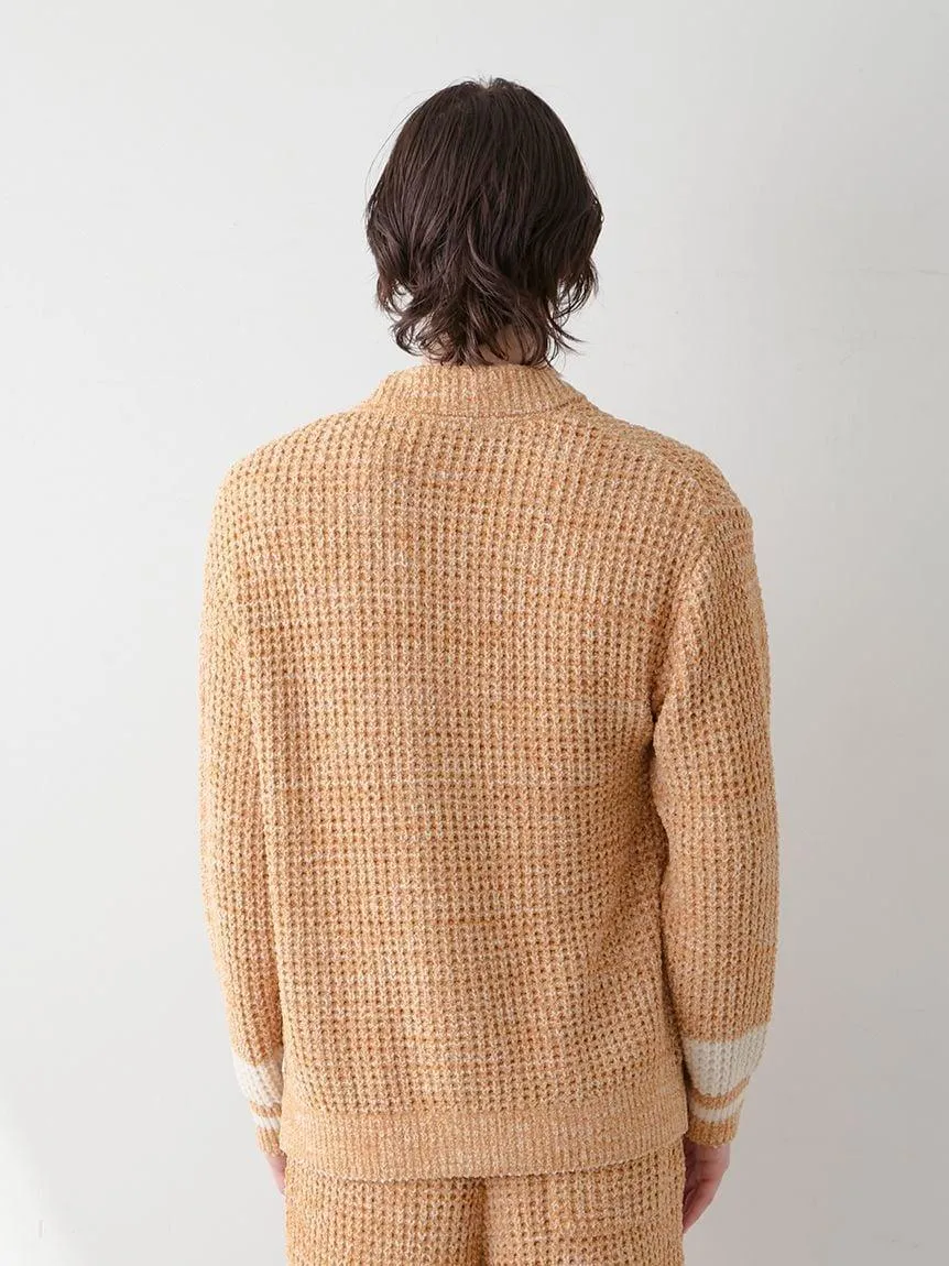 Mens Melange Waffle Knit Cardigan gallery 1