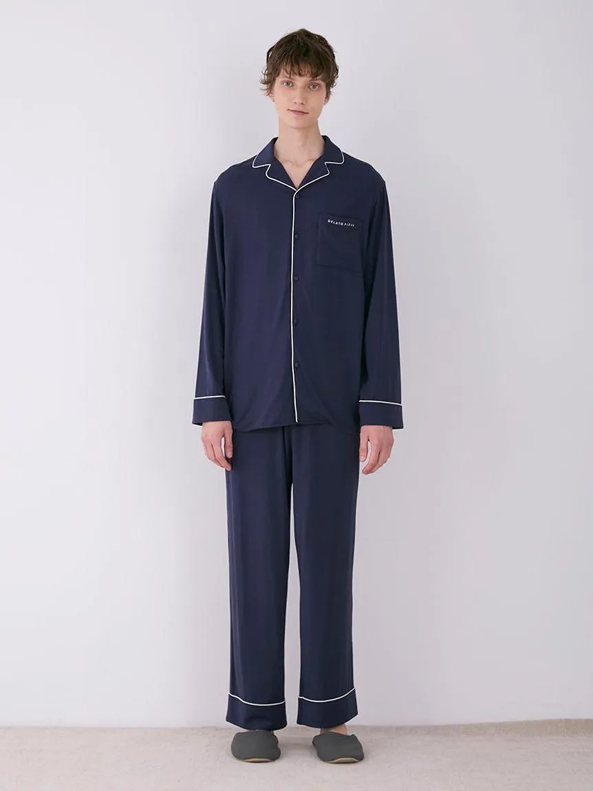 MEN's Rayon Long-Sleeve Sleep Shirt with Piping gallery 5