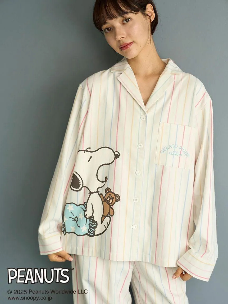 [PEANUTS] Original Art Rainbow Stripe Flannel Shirt gallery 5