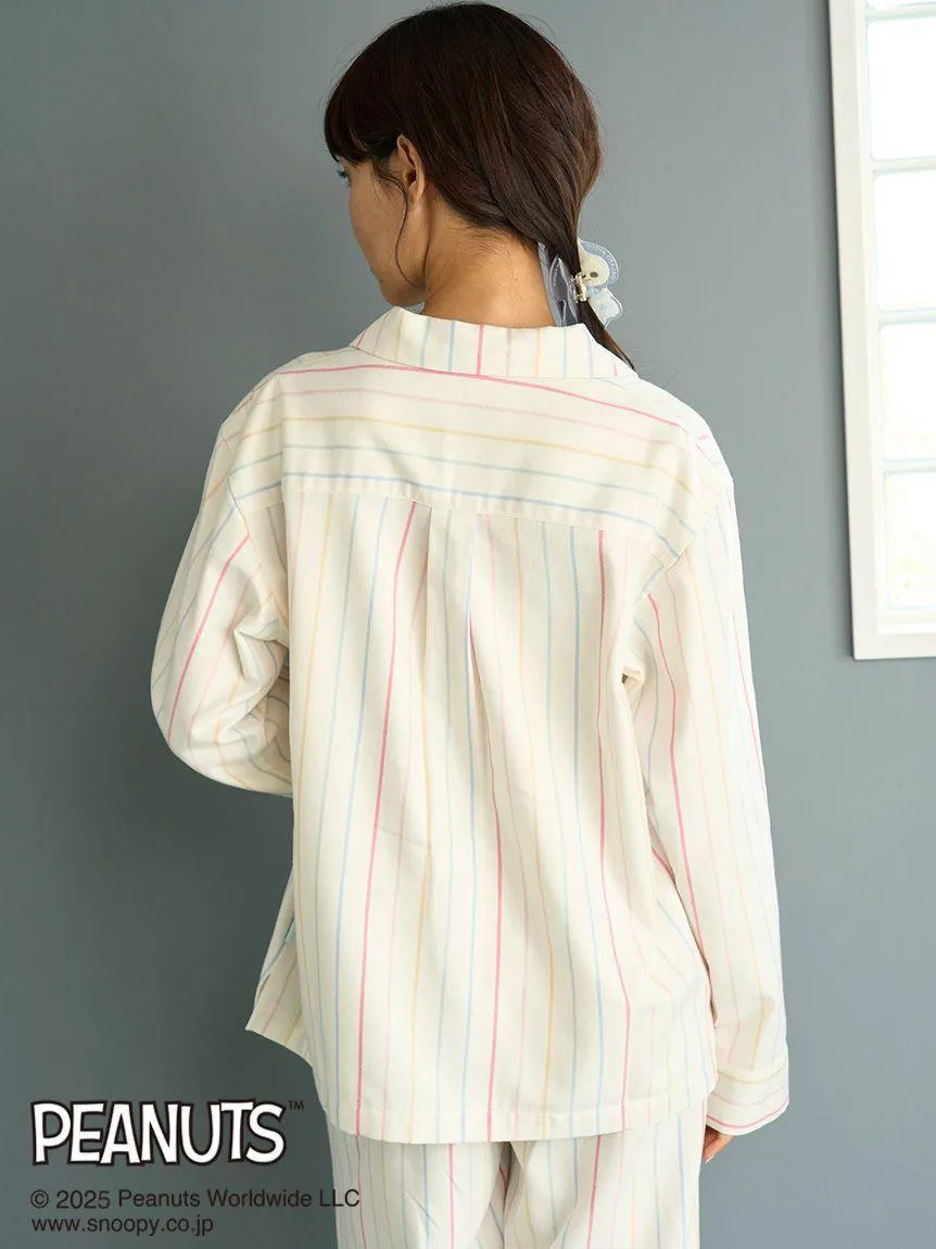 [PEANUTS] Original Art Rainbow Stripe Flannel Shirt gallery 3