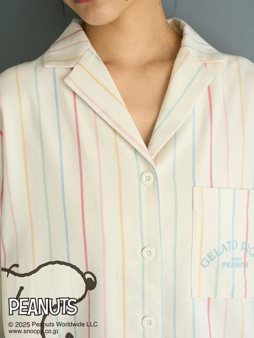 [PEANUTS] Original Art Rainbow Stripe Flannel Shirt gallery 6