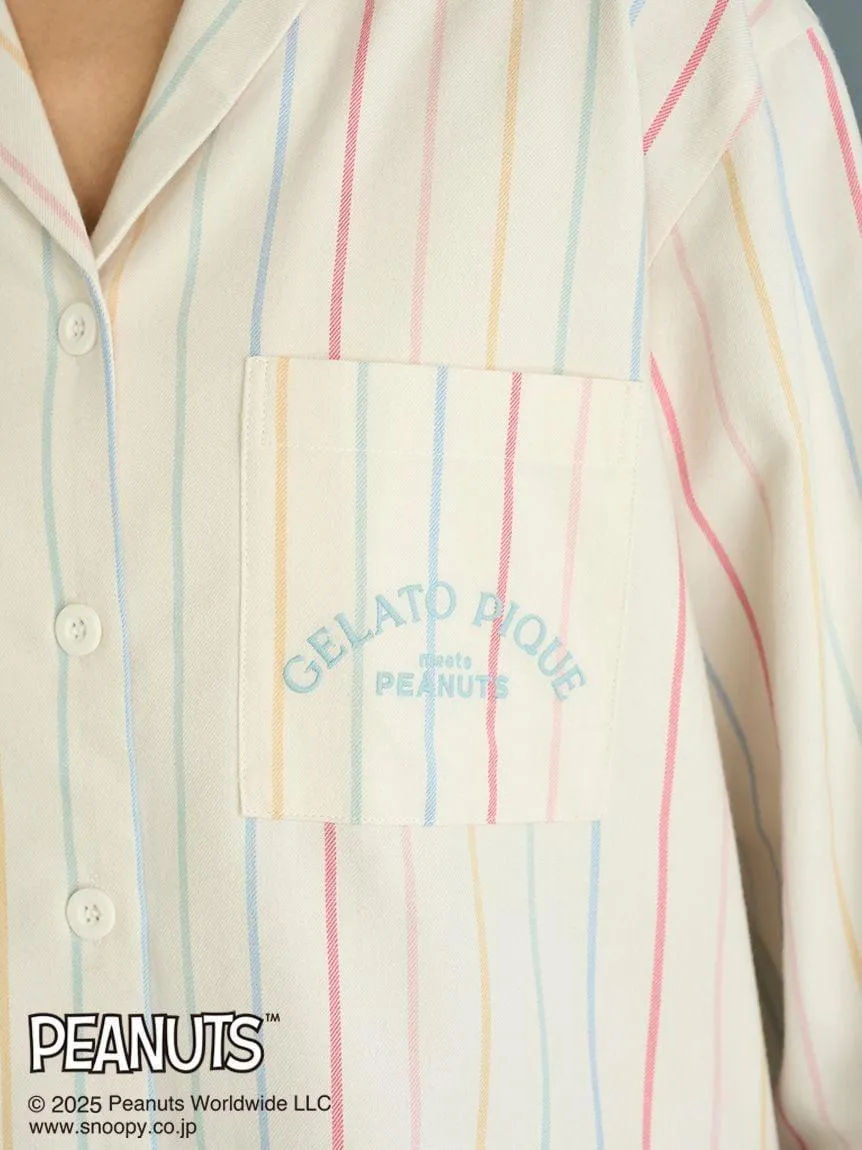 [PEANUTS] Original Art Rainbow Stripe Flannel Shirt gallery 1