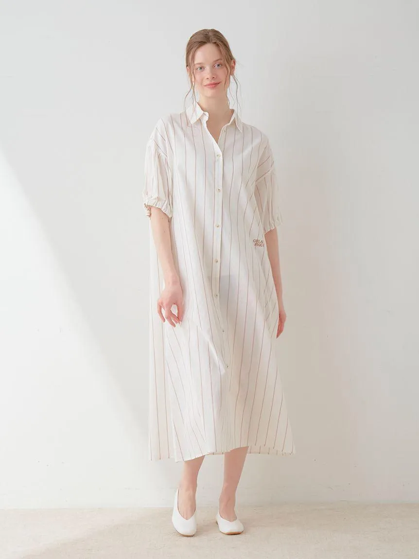Resort Woven Striped Shirt Midi Dress gallery 5