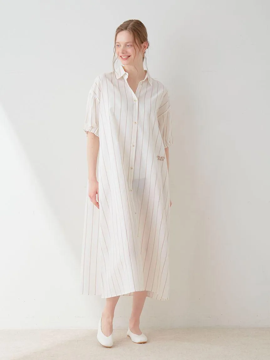 Resort Woven Striped Shirt Midi Dress gallery 9
