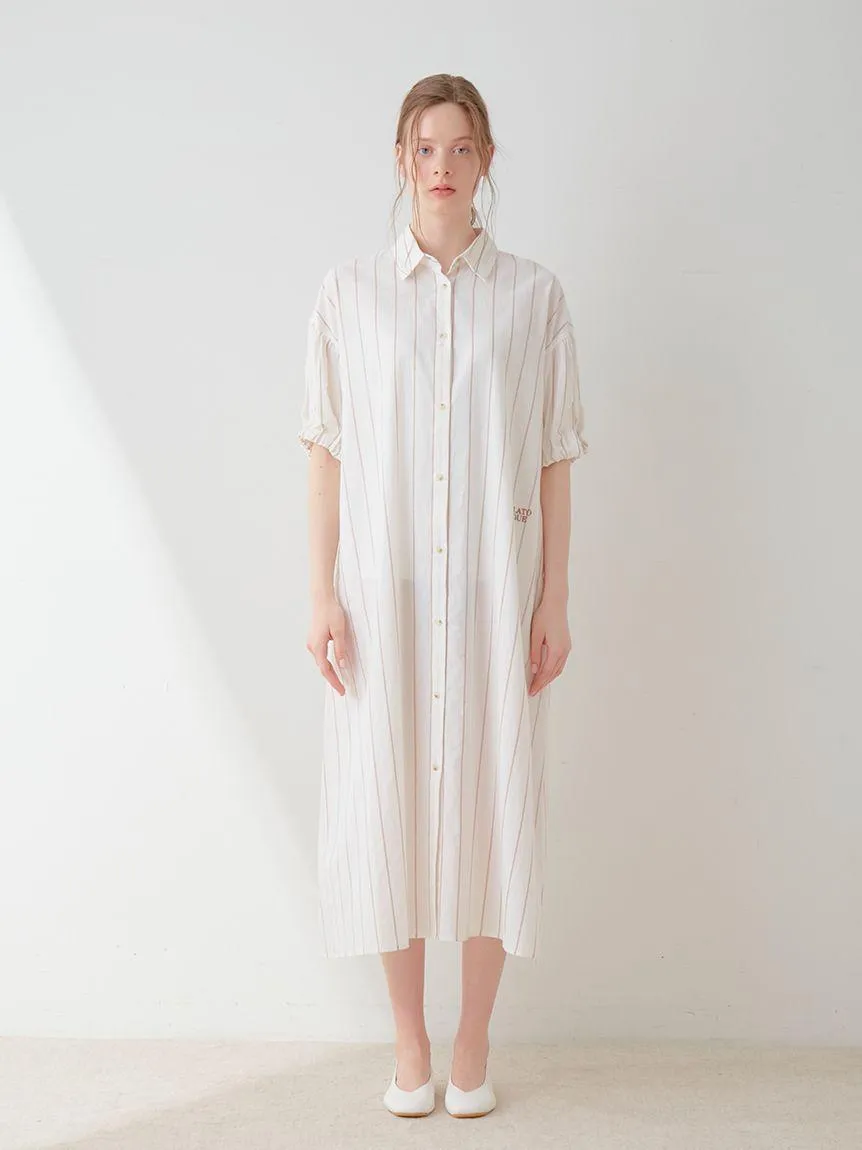 Resort Woven Striped Shirt Midi Dress gallery 3